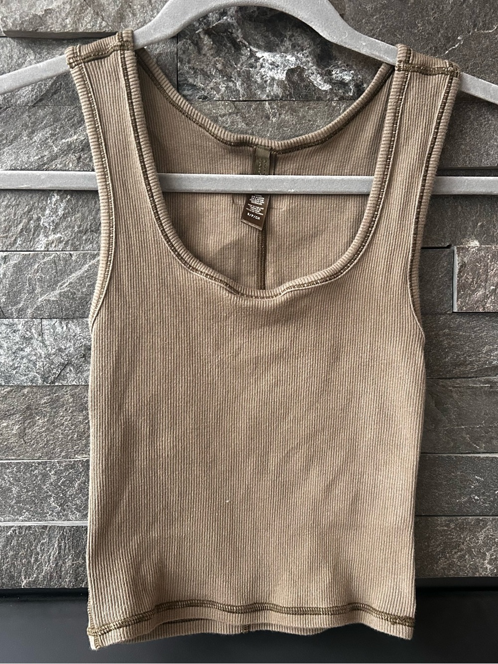Skims Olive Green Cotton Ribbed Tank Top